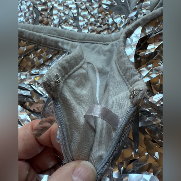 Anthropologie Sz 0P Silver Holographic Fringe Midi Skirt Holiday New Years Party - Picture 12 of 12